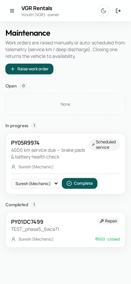 Maintenance Board mobile
