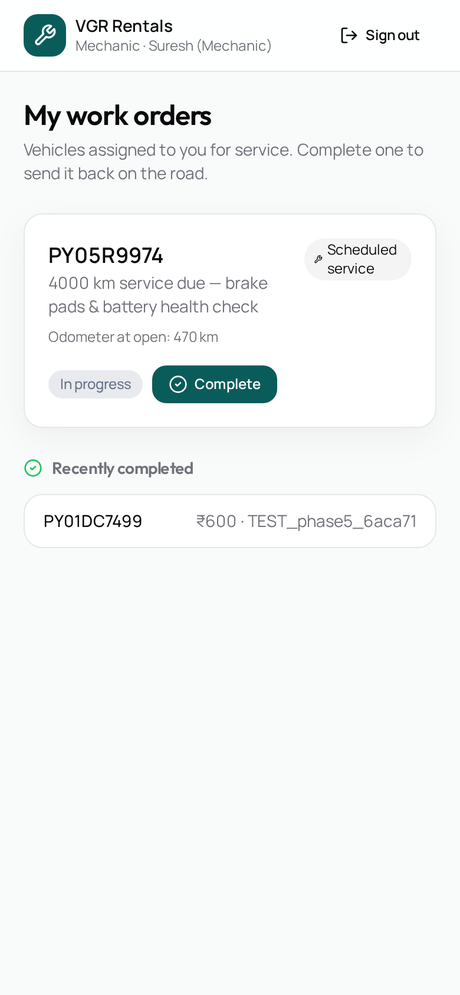 Mechanic App mobile