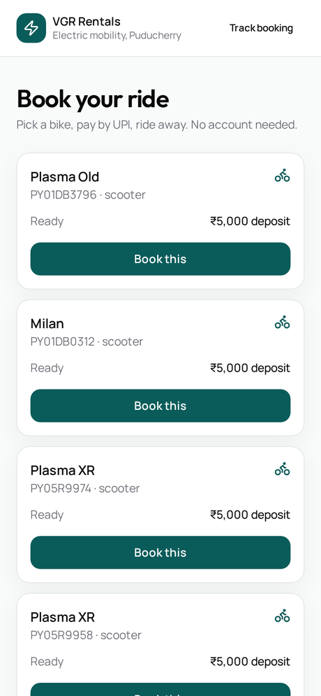 Public Booking Page mobile